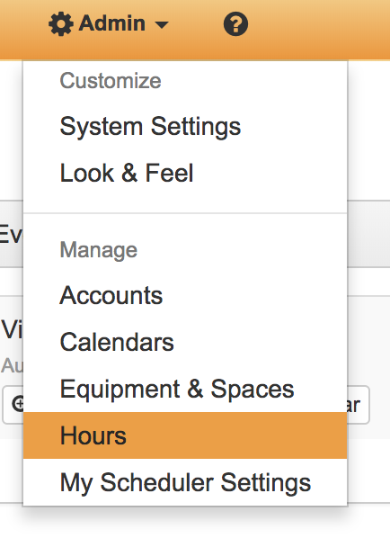 click admin then hours