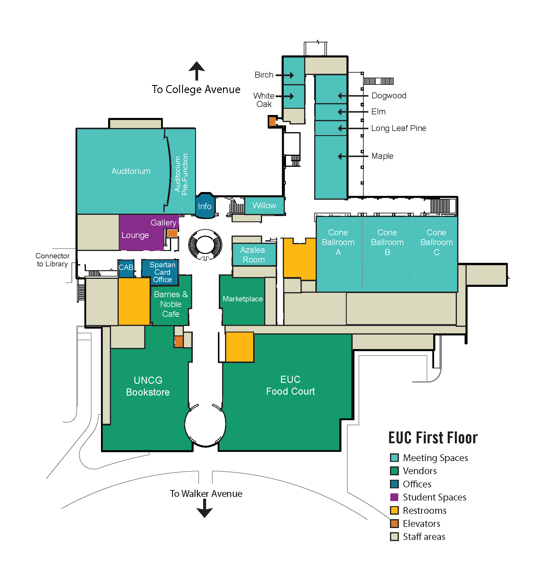 Layout of Elliott University Center - First Floor 