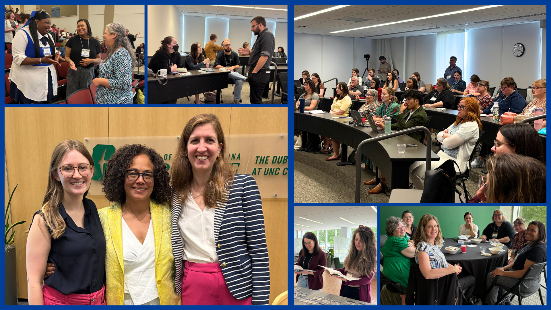 A collage of photos of librarians socializing at the NC LIVE conference.