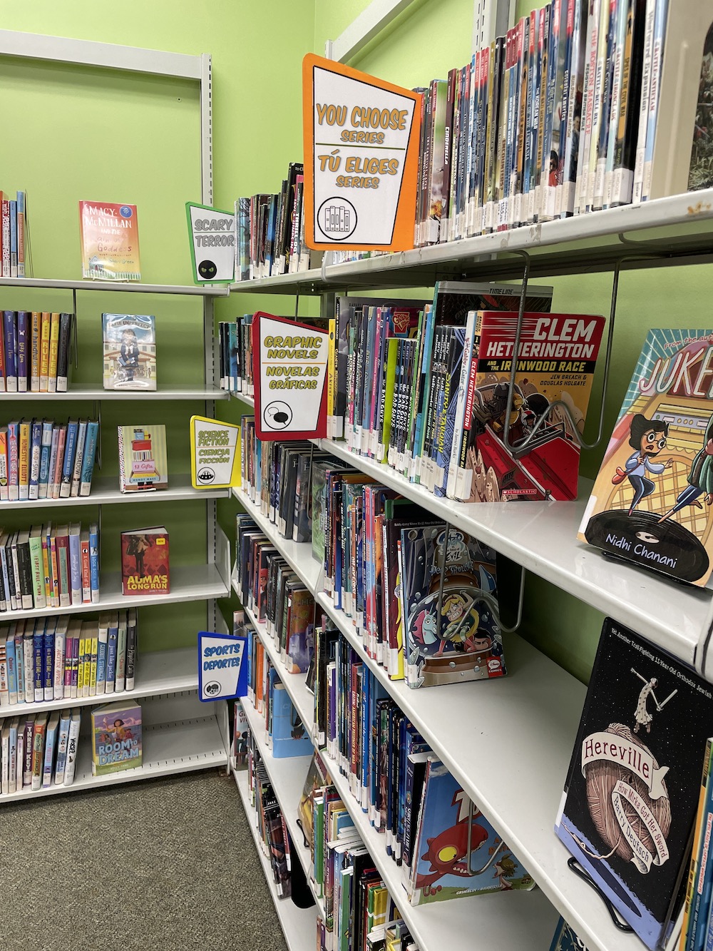 display from the children's room at Randolph County Public Library