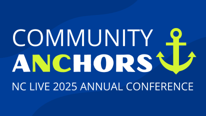 A blue background with white and green text reading, "Community Anchors."