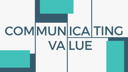 Several blocks coming together to connect the words "Communicating value."