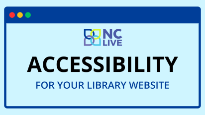 A blue webpage window with the word "Accessibility" in the middle.