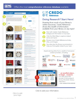 A flyer with information about using Credo Reference.