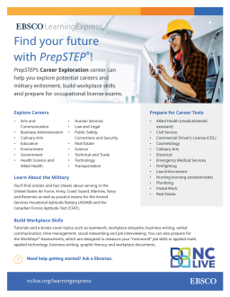 A person wearing a construction hat and holding a clipboard next to information about PrepSTEP.