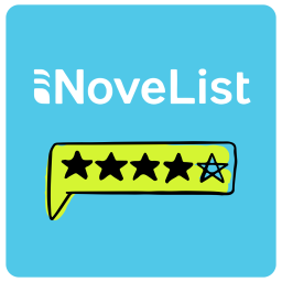 A blue square with the NoveList logo and four stars in a chat box.