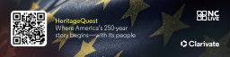 The stars of the American flag behind a QR code directing users to HeritageQuest