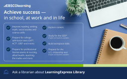 A blue background with check marks next to the learning modules available in the resource.