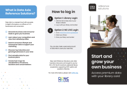 The outside of a tri-fold brochure explaining how to use Data-Axle.